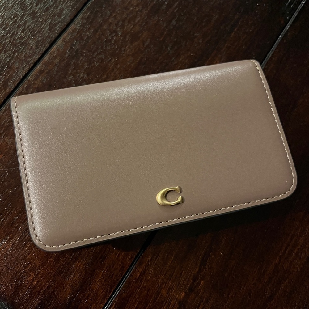 Coach slim card case wallet- Dark Stone